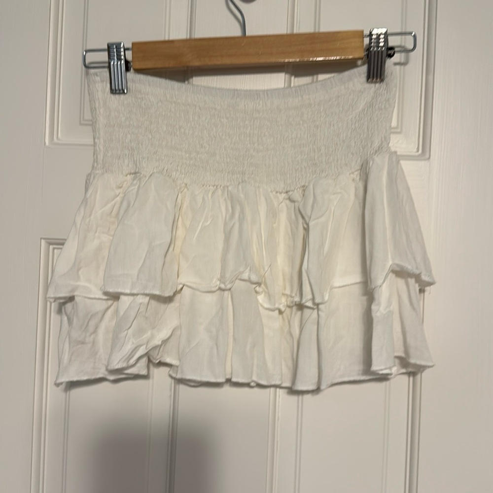 White Ruffled Mini Skirt
